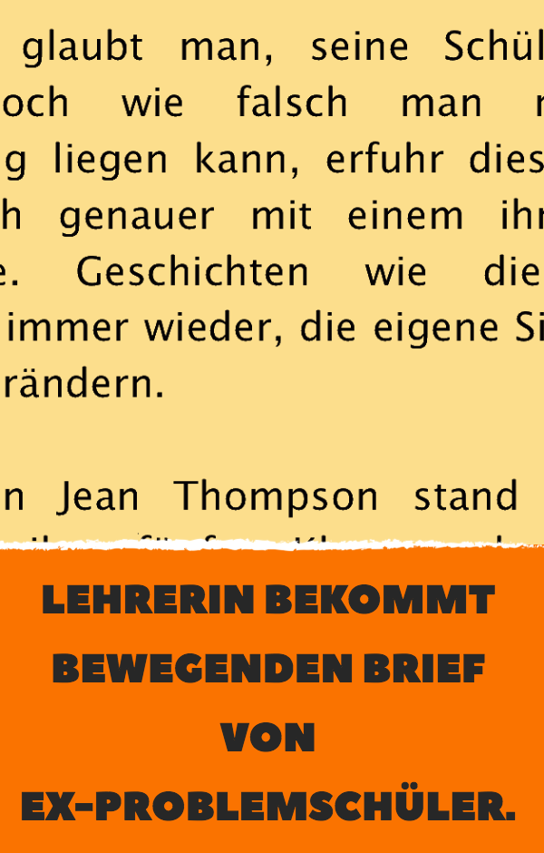 Lehrerin bekommt Brief von Ex-Problemschüler.