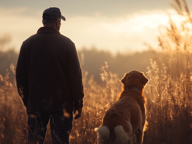 Mann und Hund. (KI-generiert)