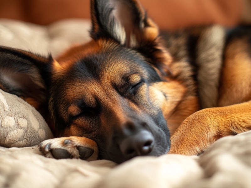 Schlafender Schäferhund. (KI-generiert)