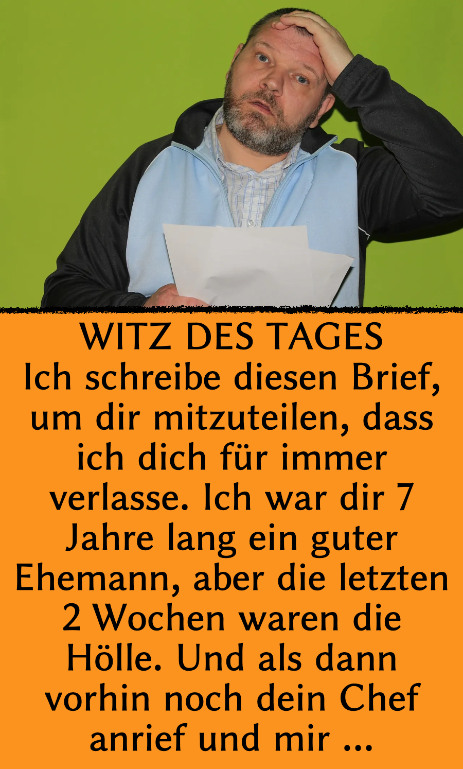 Witz des Tages: Mann trennt sich zu mieser Zeit von Frau