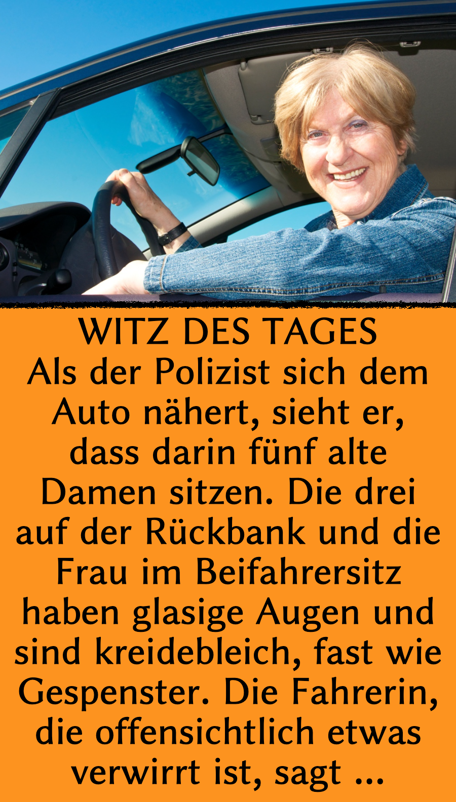 Polizei-Witz: Polizist hält Oma auf der Autobahn an