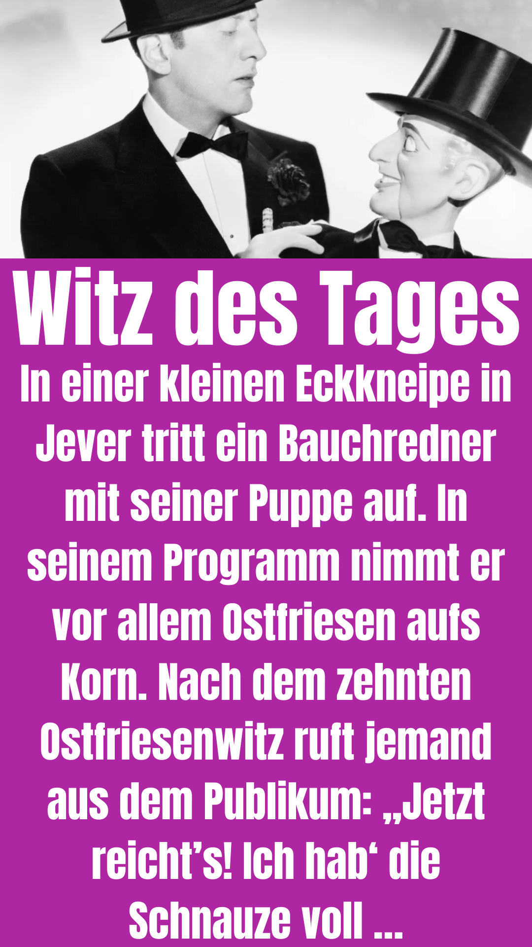 Ostfriesenwitz: Bauchredner beleidigt Ostfriesen